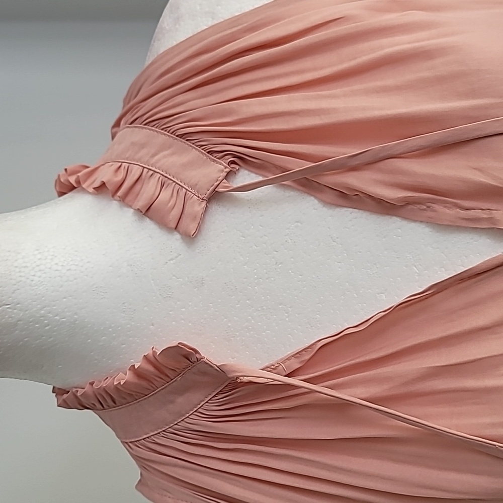 Mustard Seed Blush Pink Sleeveless Smocked Pleated Cocktail Mini Dress - Picture 3 of 10